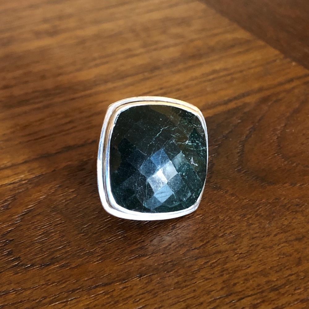 Facet-Cut Deep Green Jade Statement Ring - image 6